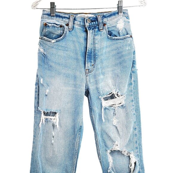 Abercrombie & Fitch Curve Love Ankle Straight Ultra High Rise Denim Jeans 2s - Picture 2 of 12